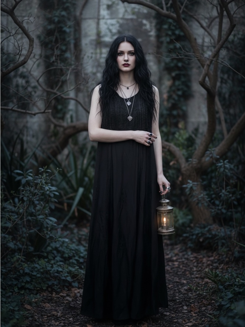 Holy Clothing Black Embroidered Witchy Renaissance Boho Dress